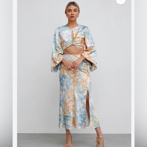 Significant Other Island Bouquet two piece coord crop puff sleeve skirt set